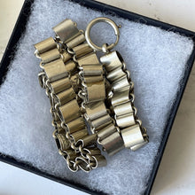 Carica l'immagine nel visualizzatore di Gallery, Victorian Engraved German Silver Book Chain Necklace. Antique Fancy Link Chain Collar Necklace. Bookchain Locket Necklace & Bolt Ring