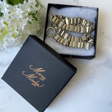 Carica l'immagine nel visualizzatore di Gallery, Victorian Engraved German Silver Book Chain Necklace. Antique Fancy Link Chain Collar Necklace. Bookchain Locket Necklace & Bolt Ring