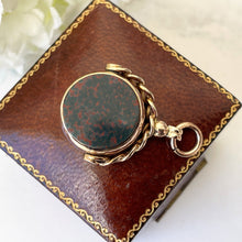 Carica l'immagine nel visualizzatore di Gallery, Antique 9ct Gold Spinner Fob Pendant. Victorian Scottish Agates Fob. Carnelian & Bloodstone Necklace Pendant Charm, Hallmarked 1887