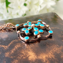 Carica l'immagine nel visualizzatore di Gallery, Victorian 9ct Gold, Turquoise and Pearl Gem Set Pendant. Antique Art Nouveau Rose Gold Quatrefoil Flower Pendant & Chain. .