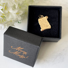 Load image into Gallery viewer, Vintage 9ct Gold Serenity Prayer Pendant. Yellow Gold Figural Engraved Spiritual Manuscript/Scroll Bracelet Charm/Pendant & Optional Chain