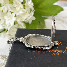 Carica l'immagine nel visualizzatore di Gallery, Vintage Sterling Silver Art Nouveau Poppy Locket & Belcher Chain. Ornate Victorian Style Photo/Keepsake Locket Pendant Necklace