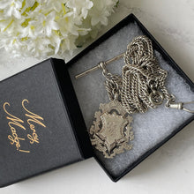 Carica l'immagine nel visualizzatore di Gallery, Superb Edwardian Silver & Gold Fancy Watch Chain and Fob, William H. Hassler 1918. Antique Double Albertina Chain Pendant Necklace/Bracelet
