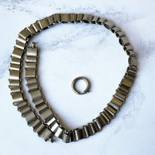 Carica l'immagine nel visualizzatore di Gallery, Victorian Engraved German Silver Book Chain Necklace. Antique Fancy Link Chain Collar Necklace. Bookchain Locket Necklace & Bolt Ring