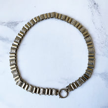 Carica l'immagine nel visualizzatore di Gallery, Victorian Engraved German Silver Book Chain Necklace. Antique Fancy Link Chain Collar Necklace. Bookchain Locket Necklace & Bolt Ring