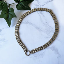 Carica l'immagine nel visualizzatore di Gallery, Victorian Engraved German Silver Book Chain Necklace. Antique Fancy Link Chain Collar Necklace. Bookchain Locket Necklace & Bolt Ring