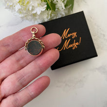 Carica l'immagine nel visualizzatore di Gallery, Antique 9ct Gold Spinner Fob Pendant. Victorian Scottish Agates Fob. Carnelian & Bloodstone Necklace Pendant Charm, Hallmarked 1887
