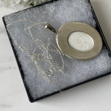 Carica l'immagine nel visualizzatore di Gallery, Antique Italian Sterling Silver Portrait Pendant & Chain. Victorian Hand-Painted Large Oval Portrait Miniature Pendant Necklace