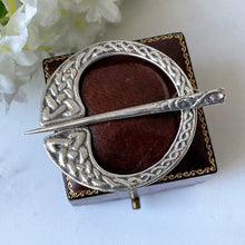 Load image into Gallery viewer, Vintage Scottish Silver Celtic Ring Penannular Brooch. Sterling Silver Celtic Knot Tartan/Plaid Pin. Alexander Ritchie Style Ring Brooch
