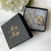 Carica l'immagine nel visualizzatore di Gallery, Vintage Sterling Silver Art Nouveau Poppy Locket & Belcher Chain. Ornate Victorian Style Photo/Keepsake Locket Pendant Necklace