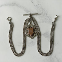 Carica l'immagine nel visualizzatore di Gallery, Superb Edwardian Silver & Gold Fancy Watch Chain and Fob, William H. Hassler 1918. Antique Double Albertina Chain Pendant Necklace/Bracelet