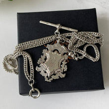 Carica l'immagine nel visualizzatore di Gallery, Superb Edwardian Silver & Gold Fancy Watch Chain and Fob, William H. Hassler 1918. Antique Double Albertina Chain Pendant Necklace/Bracelet