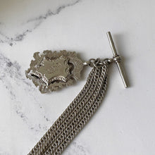 Carica l'immagine nel visualizzatore di Gallery, Superb Edwardian Silver & Gold Fancy Watch Chain and Fob, William H. Hassler 1918. Antique Double Albertina Chain Pendant Necklace/Bracelet