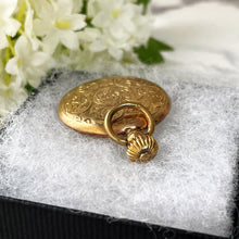 Carica l'immagine nel visualizzatore di Gallery, Antique Victorian 9ct Gold Fronted Pendant Locket. Large Flower & Fern Engraved Gold Locket. Pocket Watch Style Photo/Keepsake Locket.