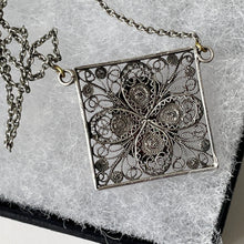Charger l'image dans la galerie, Antique Fine Silver Filigree Red Coral Necklace. Edwardian/Victorian Natural Coral Sterling Silver Necklace. Art Nouveau Pendant Necklace