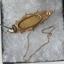 Carica l'immagine nel visualizzatore di Gallery, Victorian 9ct Gold Star Set Diamond Brooch In Box. Antique Etruscan Revival Marquise Brooch With Locket Compartment. Lapel/Cravat/Stock Pin