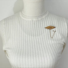 Carica l'immagine nel visualizzatore di Gallery, Victorian 9ct Gold Star Set Diamond Brooch In Box. Antique Etruscan Revival Marquise Brooch With Locket Compartment. Lapel/Cravat/Stock Pin