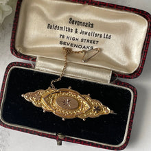 Carica l'immagine nel visualizzatore di Gallery, Victorian 9ct Gold Star Set Diamond Brooch In Box. Antique Etruscan Revival Marquise Brooch With Locket Compartment. Lapel/Cravat/Stock Pin