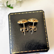 Carica l'immagine nel visualizzatore di Gallery, Antique Victorian 9ct Gold & Diamond Earrings. Star Set Mine Cut Diamond Earrings. Yellow Gold Victorian Stud Earrings For Pierced Ears