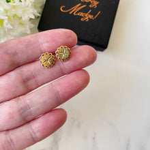 Carica l'immagine nel visualizzatore di Gallery, Antique Victorian 9ct Gold & Diamond Earrings. Star Set Mine Cut Diamond Earrings. Yellow Gold Victorian Stud Earrings For Pierced Ears