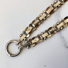 Carica l'immagine nel visualizzatore di Gallery, Vintage Victorian Revival Sterling Silver Book Chain Necklace. English Engraved Fancy Link Collar Necklace With Large Spring Ring Clasp