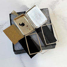 Carica l'immagine nel visualizzatore di Gallery, Victorian Sterling Silver & Rose Gold Aesthetic Locket. Large Rectangular Antique Japonesque Locket With Hand Fan and Swallow Motif, Ca 1880