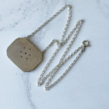 Charger l'image dans la galerie, Victorian Aesthetic Engraved Swallow & Bamboo Pendant Style Necklace. Antique Sterling Silver Double Bail Rectangular Pendant, Belcher Chain