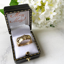Carica l'immagine nel visualizzatore di Gallery, Vintage Heavy 9ct Gold Buckle Ring, Hallmarked London 1974. Retro Wide Yellow Gold Band Buckle Ring. Index/Unisex/Pinky Ring Size S /US 9