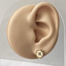 Carica l'immagine nel visualizzatore di Gallery, Antique Victorian 9ct Gold & Diamond Earrings. Star Set Mine Cut Diamond Earrings. Yellow Gold Victorian Stud Earrings For Pierced Ears