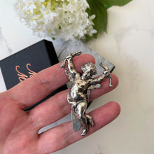Carica l'immagine nel visualizzatore di Gallery, Vintage Art Deco Sterling Silver "Cupid" Dress Clip. 1930s Keim Of London Large Figural Brooch. Original Art Deco Jewelry
