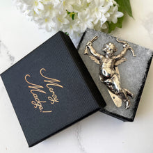 Carica l'immagine nel visualizzatore di Gallery, Vintage Art Deco Sterling Silver "Cupid" Dress Clip. 1930s Keim Of London Large Figural Brooch. Original Art Deco Jewelry