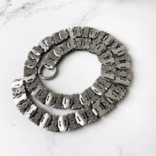 Carica l'immagine nel visualizzatore di Gallery, Victorian Sterling Silver Book Chain Necklace. Antique Engraved Silver Collar Necklace With Detachable Bolt Ring. Silver Locket Bookchain