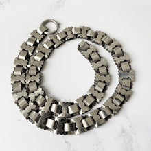 Carica l'immagine nel visualizzatore di Gallery, Victorian Sterling Silver Book Chain Necklace. Antique Engraved Silver Collar Necklace With Detachable Bolt Ring. Silver Locket Bookchain