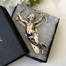 Carica l'immagine nel visualizzatore di Gallery, Vintage Art Deco Sterling Silver "Cupid" Dress Clip. 1930s Keim Of London Large Figural Brooch. Original Art Deco Jewelry