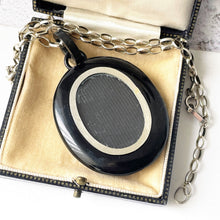 Carica l'immagine nel visualizzatore di Gallery, Antique Victorian Whitby Jet Photo Locket. Carved Faceted English Jet Picture Pendant. Antique Black Gemstone Mourning Jewellery