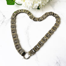 Carica l'immagine nel visualizzatore di Gallery, Victorian Sterling Silver Book Chain Necklace. Antique Engraved Silver Collar Necklace With Detachable Bolt Ring. Silver Locket Bookchain