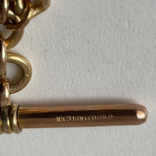 Carica l'immagine nel visualizzatore di Gallery, Antique Victorian 18ct Rolled Gold Double Albert Chain & Fob. Gold Filled Albertina Curb Chain Necklace, Scarab Charm, 2 Dog Clips and T-Bar