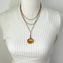 Carica l'immagine nel visualizzatore di Gallery, Victorian 15ct Rolled Gold 55" Long Guard Chain. Antique Yellow Gold Belcher Chain Necklace & Fancy Clip. Gold Muff/Chatelaine/Sautoir Chain