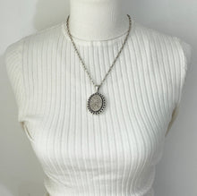 Carica l'immagine nel visualizzatore di Gallery, Antique Victorian Sterling Silver Locket. Aesthetic Engraved Lily & Carnation 2-Sided Locket With Period Photos. Victorian Love Token Locket