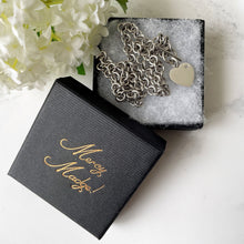 Carica l'immagine nel visualizzatore di Gallery, Vintage Silver & Diamond Heart Toggle Necklace. Sterling Silver T-Bar Love Heart Pendant Necklace. Belcher/Rolo Watch Chain Style Necklace