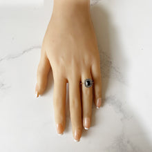 Carica l'immagine nel visualizzatore di Gallery, Antique Art Deco Paste Sapphire & Diamond Ring. 1920s 9ct Gold Rectangular Cluster Ring. Antique Cocktail/Engagement Ring, Size N-1/2 / 7 US