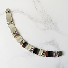 Carica l'immagine nel visualizzatore di Gallery, Art Deco Pink Guilloche Enamel Sterling Silver Bracelet. Vintage English Enamel Floral Rose Panel Bracelet. Harmony Made In England Bracelet