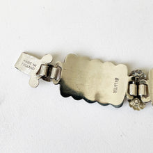 Carica l'immagine nel visualizzatore di Gallery, Art Deco Pink Guilloche Enamel Sterling Silver Bracelet. Vintage English Enamel Floral Rose Panel Bracelet. Harmony Made In England Bracelet