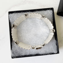 Carica l'immagine nel visualizzatore di Gallery, Art Deco Pink Guilloche Enamel Sterling Silver Bracelet. Vintage English Enamel Floral Rose Panel Bracelet. Harmony Made In England Bracelet