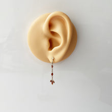Carica l'immagine nel visualizzatore di Gallery, Vintage 9ct Gold Marquise Garnet Drop Earrings. Edwardian Style Bohemian Garnet Long Dangle Earrings. Delicate Gold Gem Set Pendant Earrings