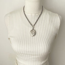 Carica l'immagine nel visualizzatore di Gallery, Victorian Sterling Silver Double Belcher Link Chain Necklace. Antique Silver Book Chain & Detachable Bolt Ring Necklace For Lockets/Pendants
