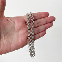 Carica l'immagine nel visualizzatore di Gallery, Victorian Sterling Silver Book Chain Necklace. Antique Snake & Round Link Bookchain With Bolt Ring. Fancy Silver Chain For Lockets/Pendants