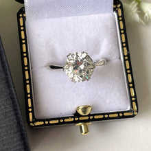 Carica l'immagine nel visualizzatore di Gallery, Art Deco Platinum & White Gold Zircon Solitaire Ring. Antique 2.50 Ct. White Zircon Cocktail Ring. Vintage 9ct White Gold Engagement Ring.