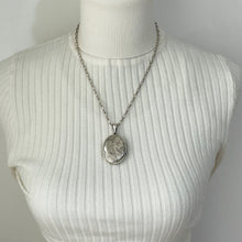 Carica l'immagine nel visualizzatore di Gallery, Antique Victorian Sterling Silver Locket. Aesthetic Engraved Lily & Carnation 2-Sided Locket With Period Photos. Victorian Love Token Locket