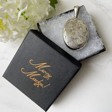 Carica l'immagine nel visualizzatore di Gallery, Antique Victorian Sterling Silver Locket. Aesthetic Engraved Lily & Carnation 2-Sided Locket With Period Photos. Victorian Love Token Locket